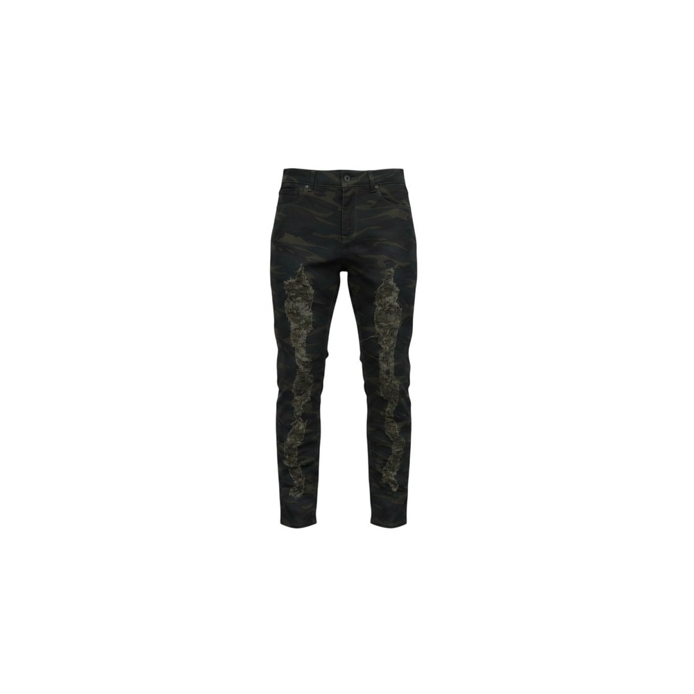 Blue Topic Distressed Camo Jeans Juniors 15/16 Green Black Excellent Skinny
